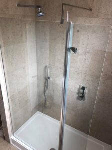 New grey shower wall tiles installed by a tiler in Portsmouth